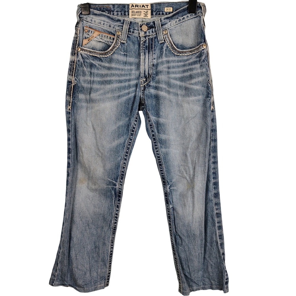Ariat Mens 29/32 M4 Relaxed Boot Cut Jeans Blue Denim Western Rugged Workwear